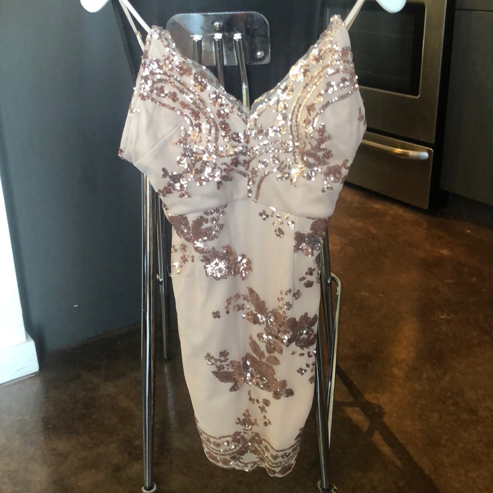 Glittery pale pink dress